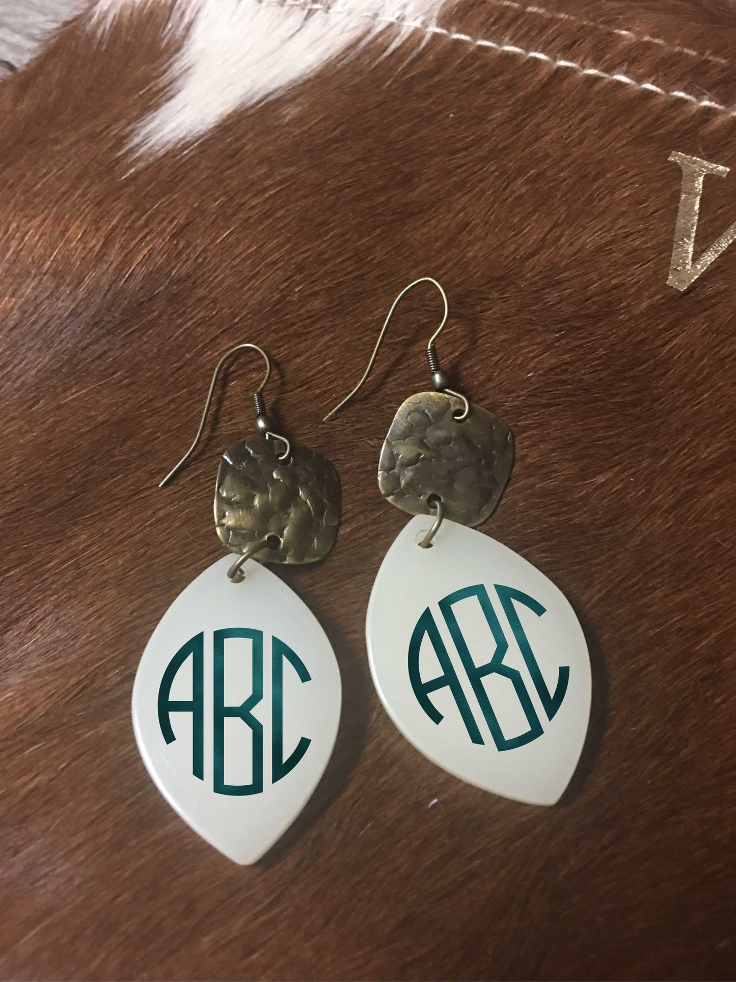 Monogrammed drop earrings