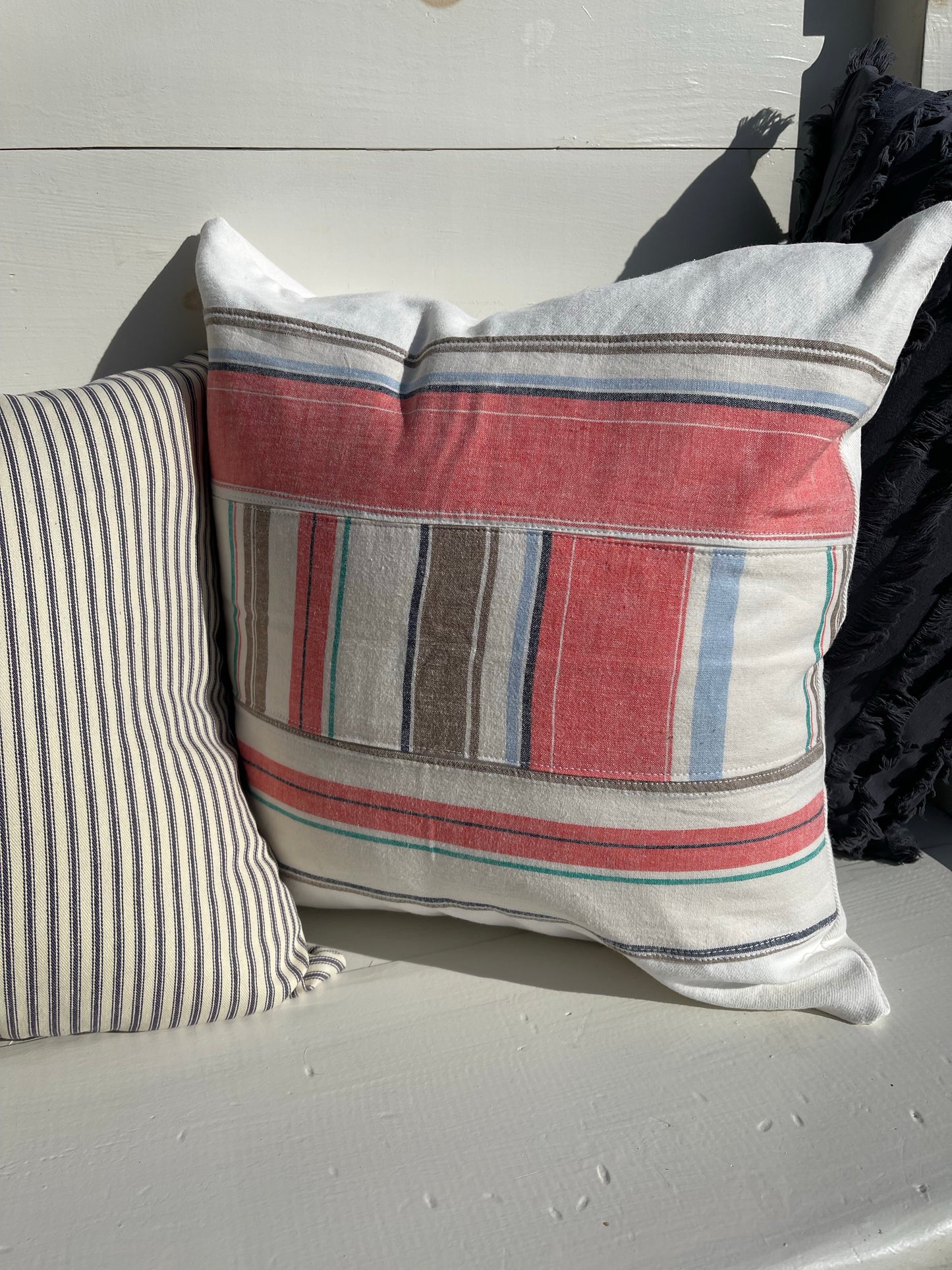 Cabana stripe pillow cover, canvas pillow cover, boathouse print pillow, striped pillow cover