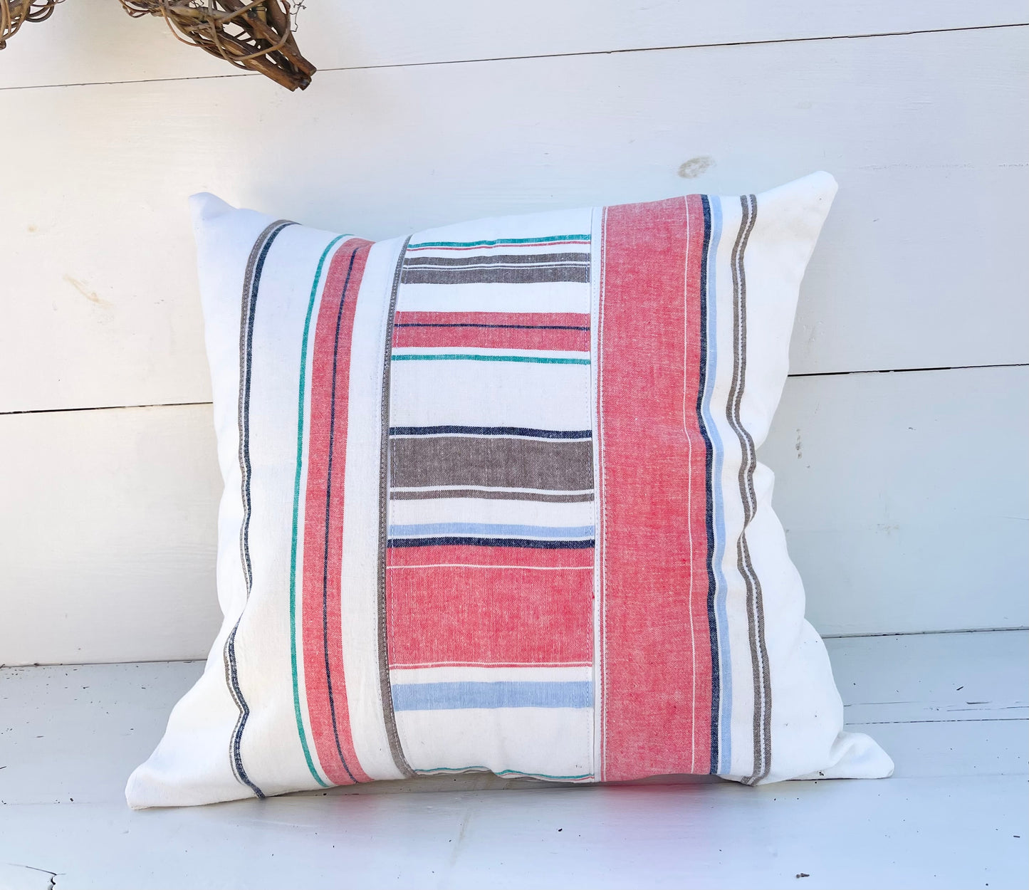 Cabana stripe pillow cover, canvas pillow cover, boathouse print pillow, striped pillow cover