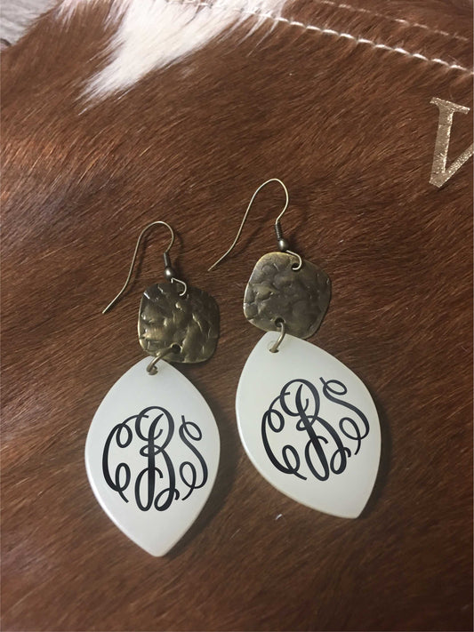 Monogrammed drop earrings