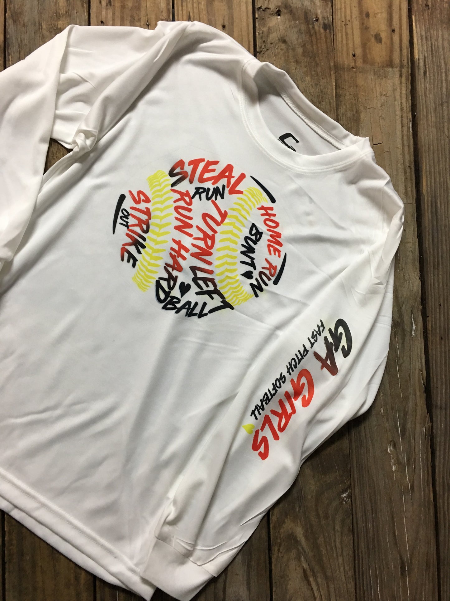 soft ball shirt, long sleeve graphic shirt