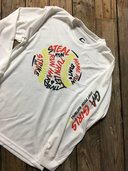soft ball shirt, long sleeve graphic shirt