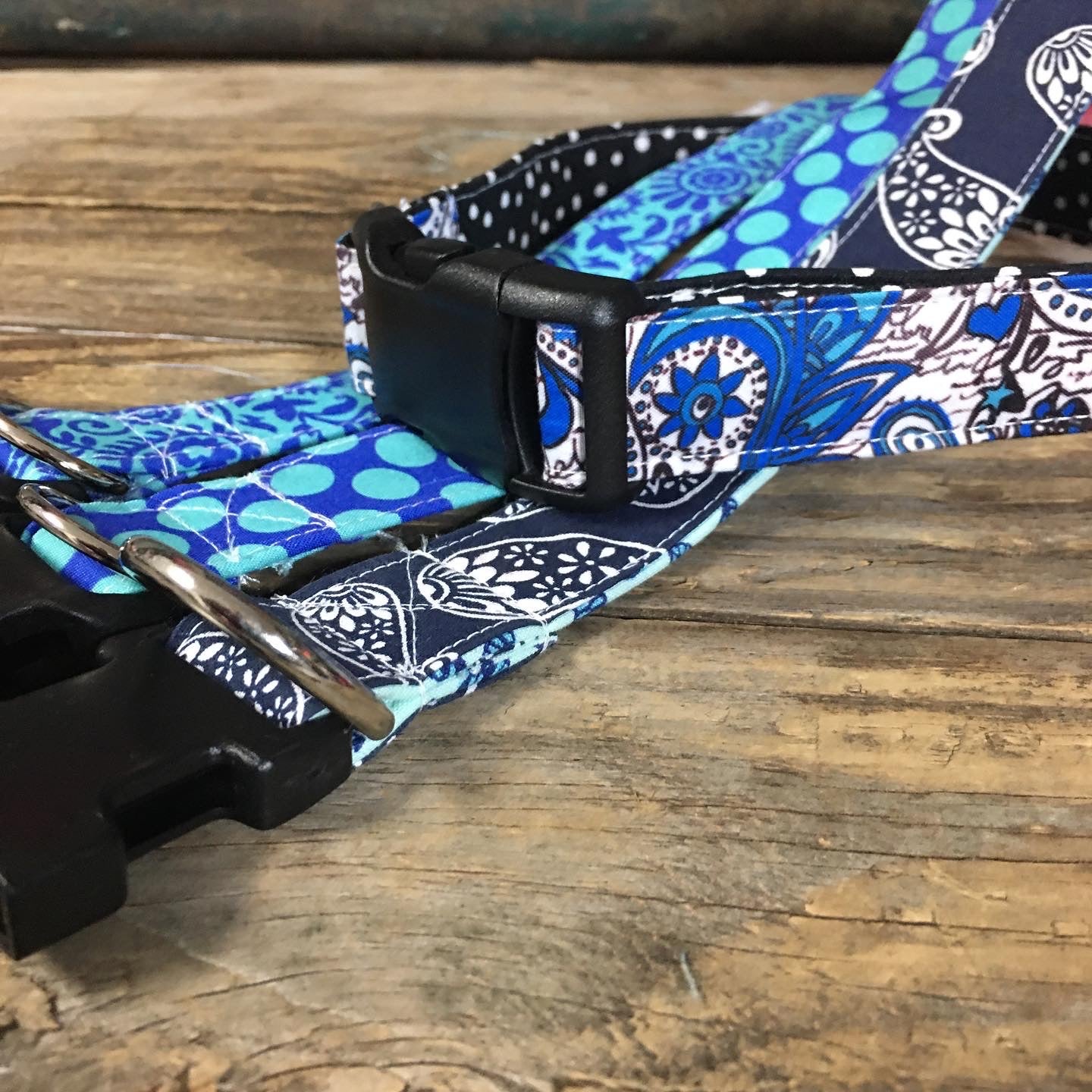 Blue patterned dog collar