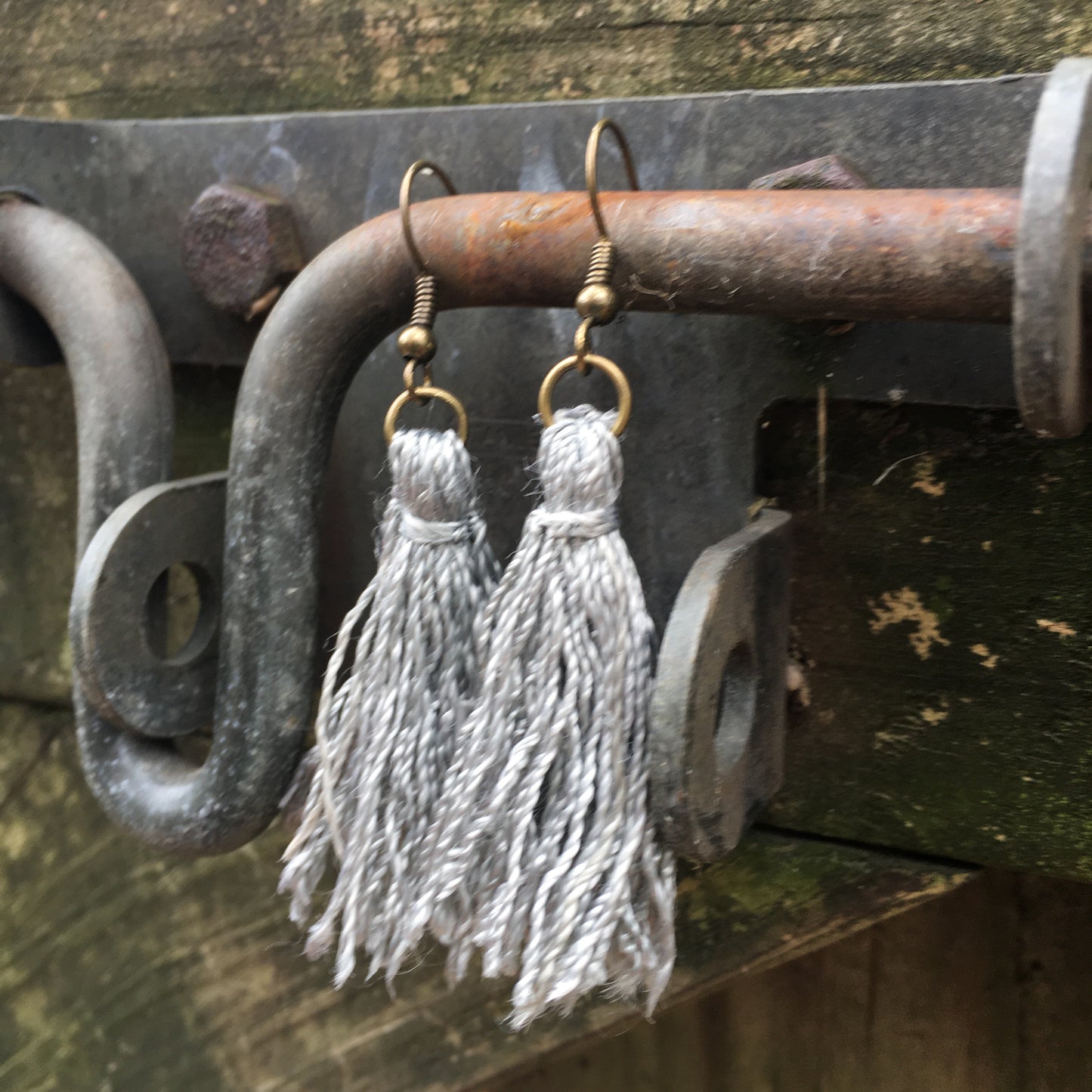 Gray tassel earrings