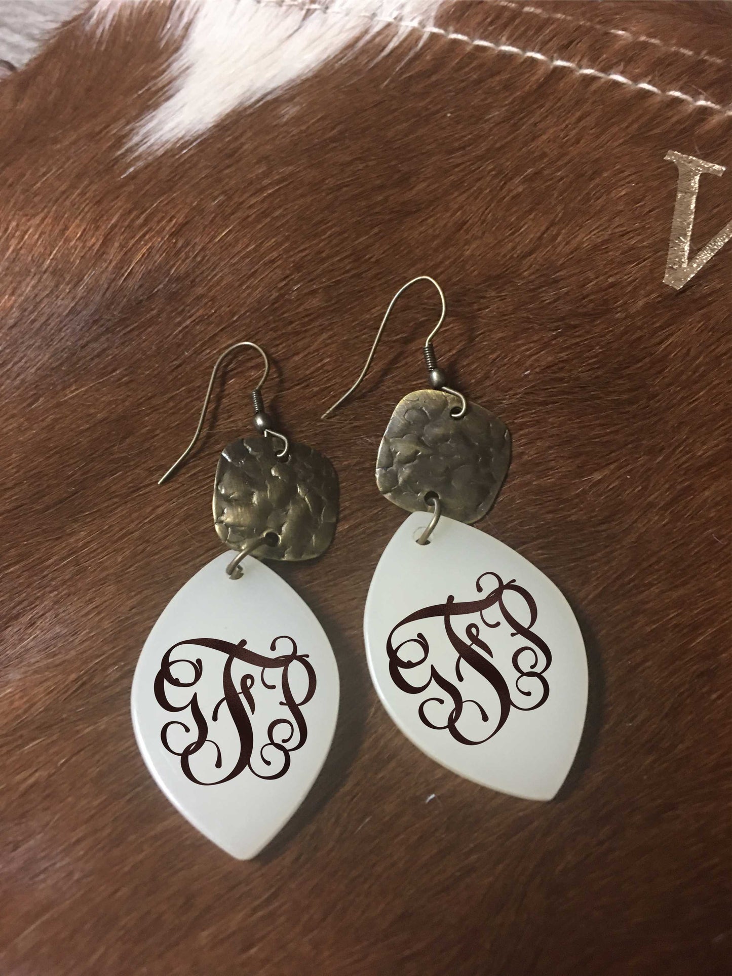 Monogrammed drop earrings