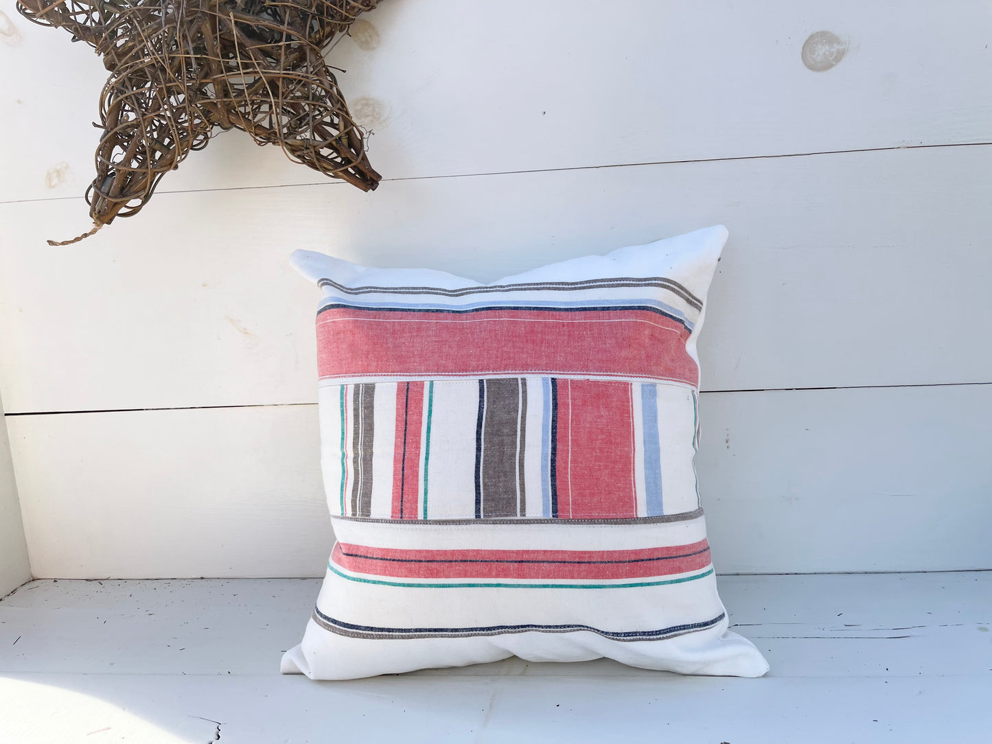 Cabana stripe pillow cover, canvas pillow cover, boathouse print pillow, striped pillow cover