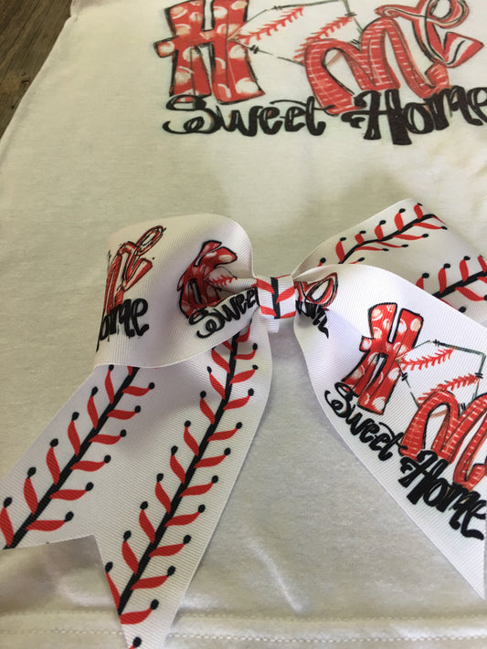 softball hair bow, home sweet home