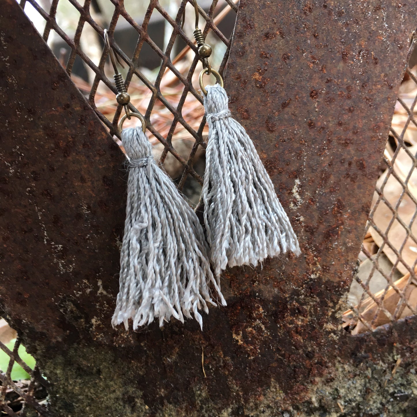 Gray tassel earrings