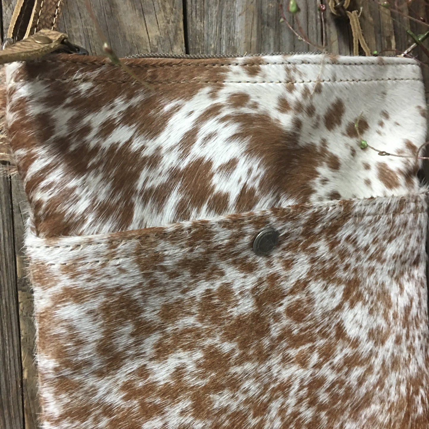 Crossbody leather purse, cowhide hairon leather purse
