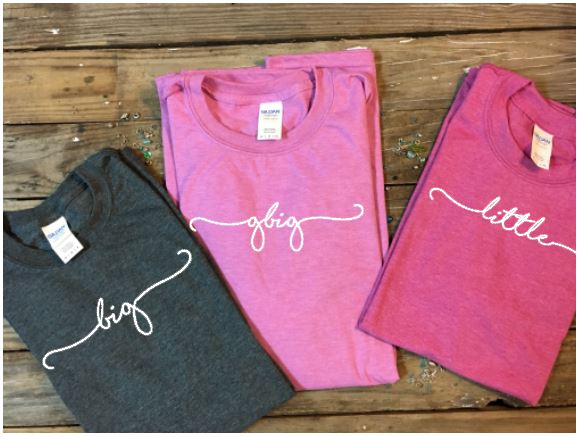 sorority reveal shirt, big lil t shirt