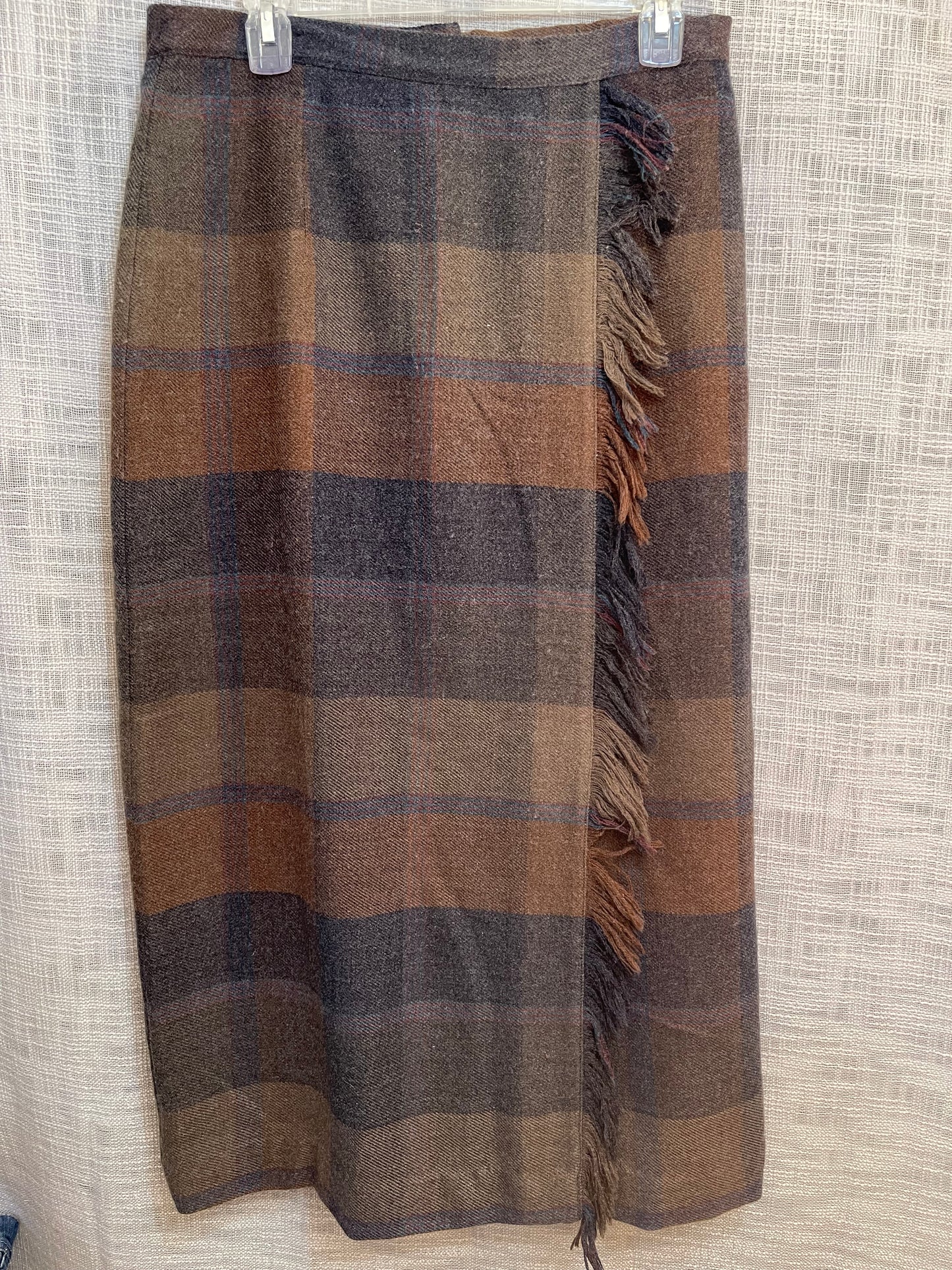 Wool wrap skirt, plaid fall wrap skirt