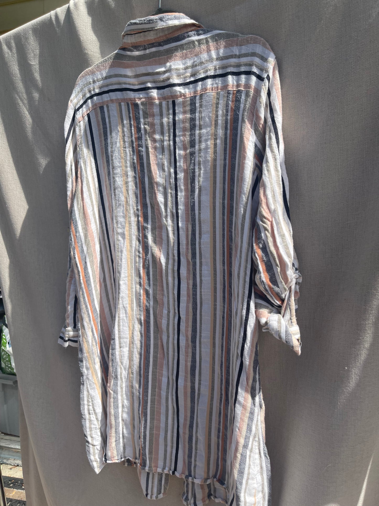 Lab coat style jacket, striped jacket