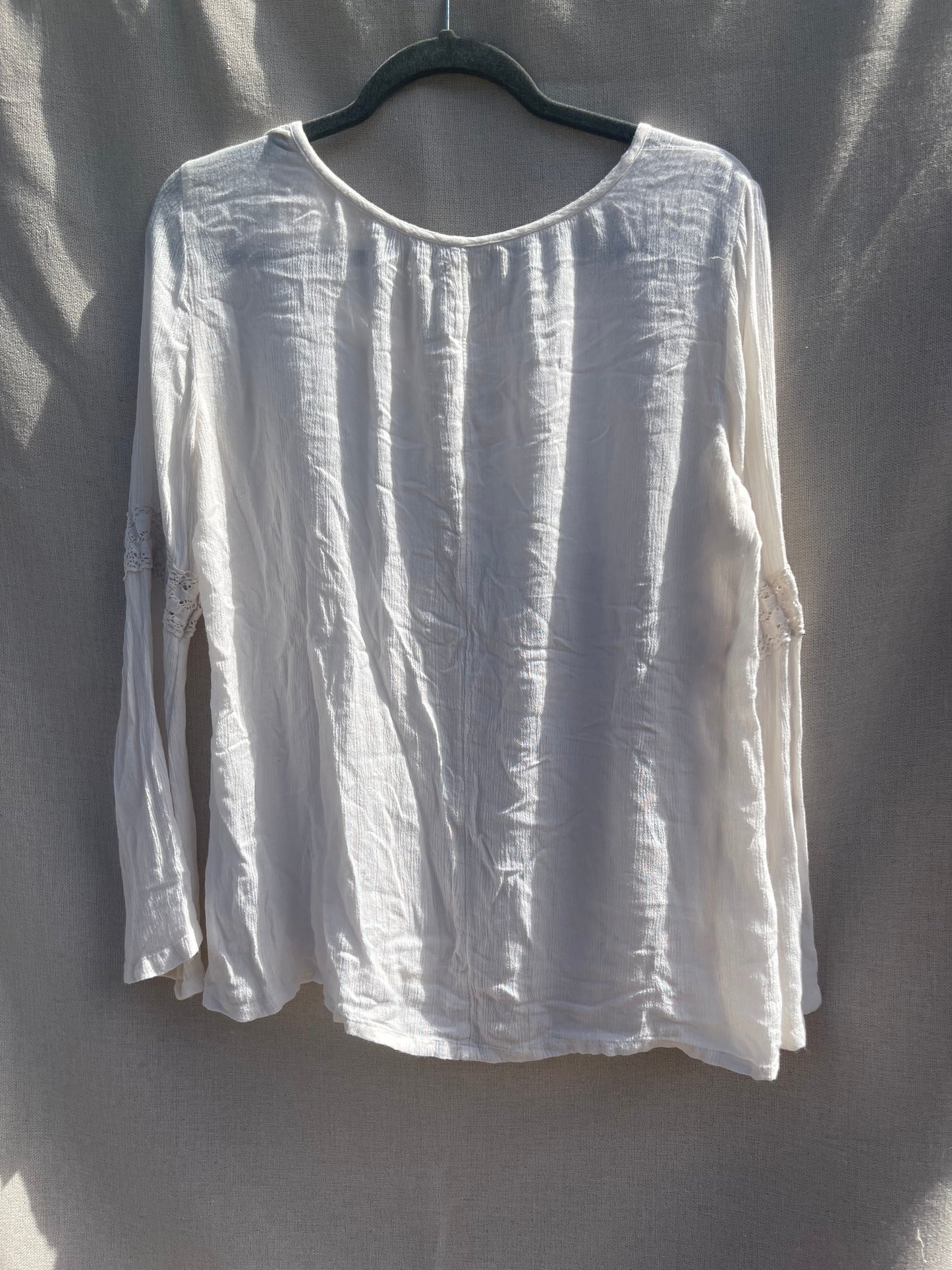 Hollister gauzy top, white gauzy shirt