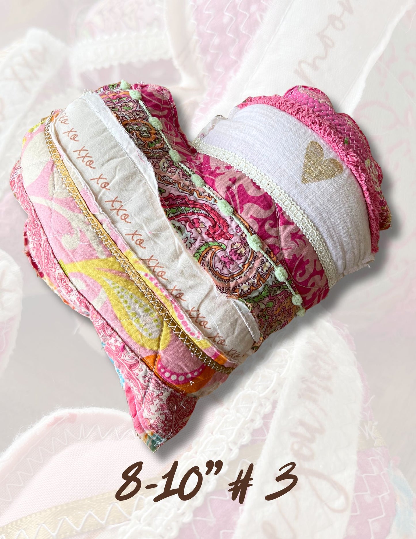 Valentine heart pillow, upcycled pillow