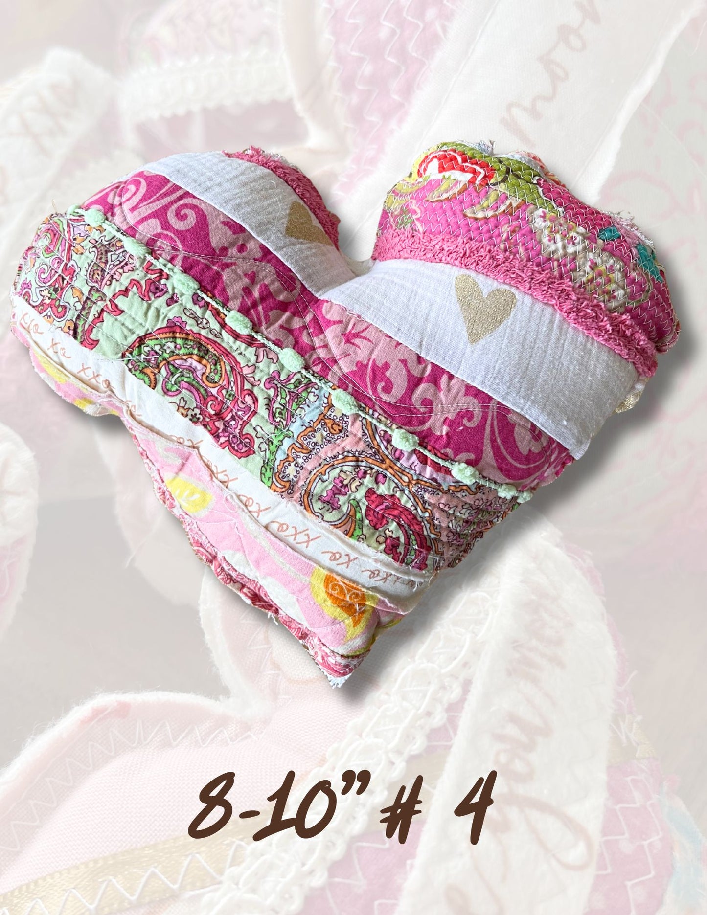 Valentine heart pillow, upcycled pillow