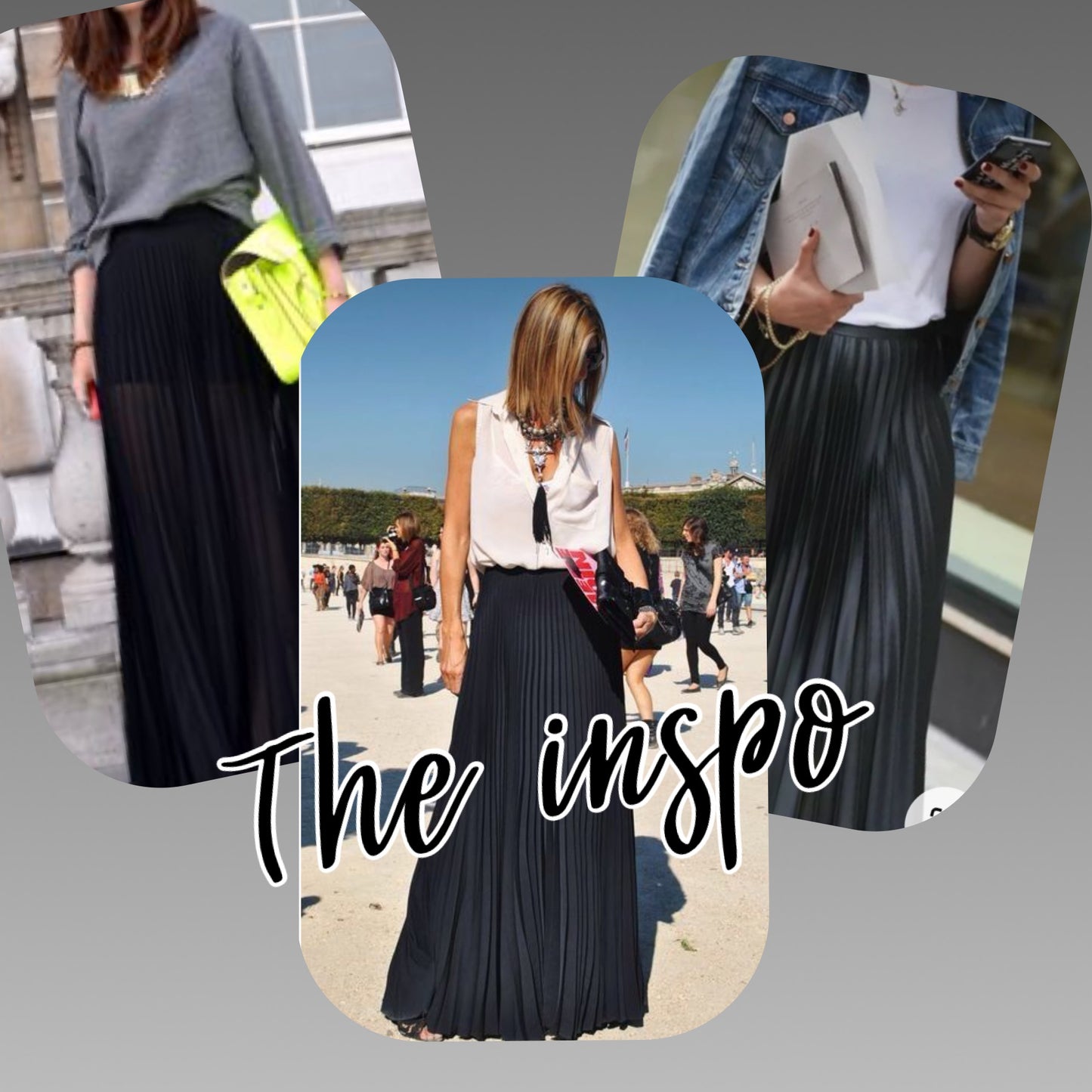 Black maxi skirt, pleated maxi skirt