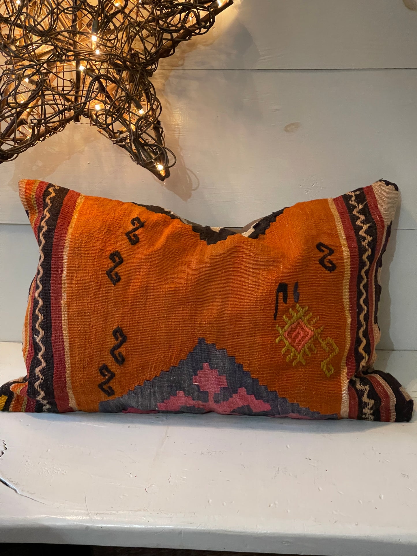 Vintage kilim tapestry pillow
