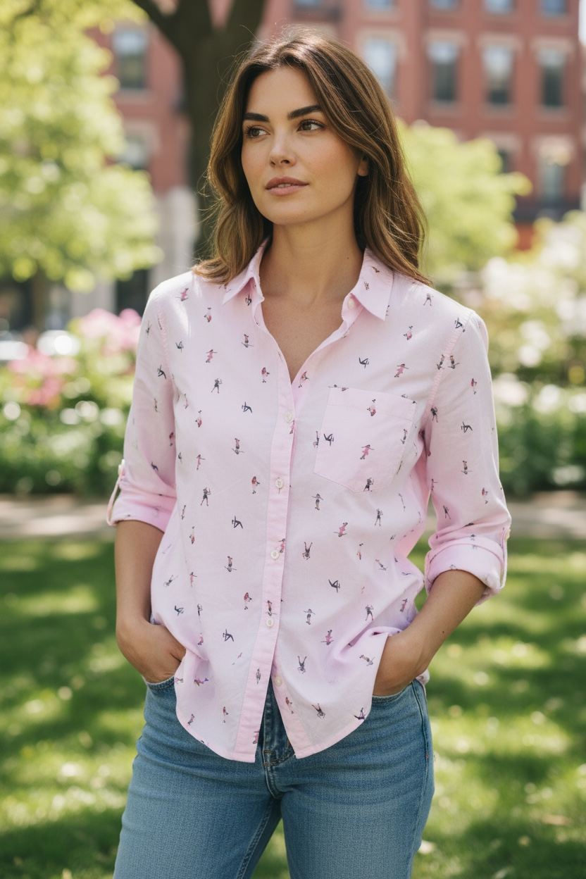 Pink button down shirt