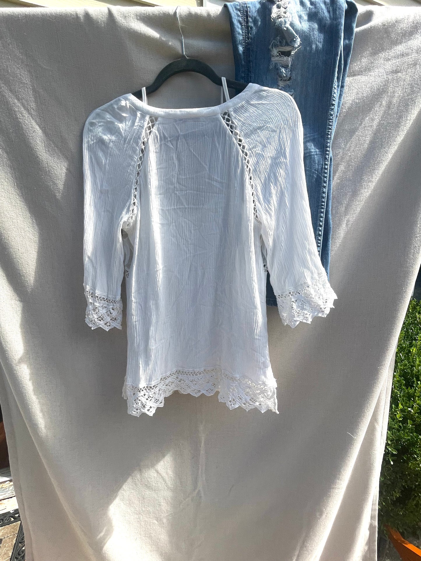 Lace bohostyle top reloved, sustainable clothing, recycled clothing