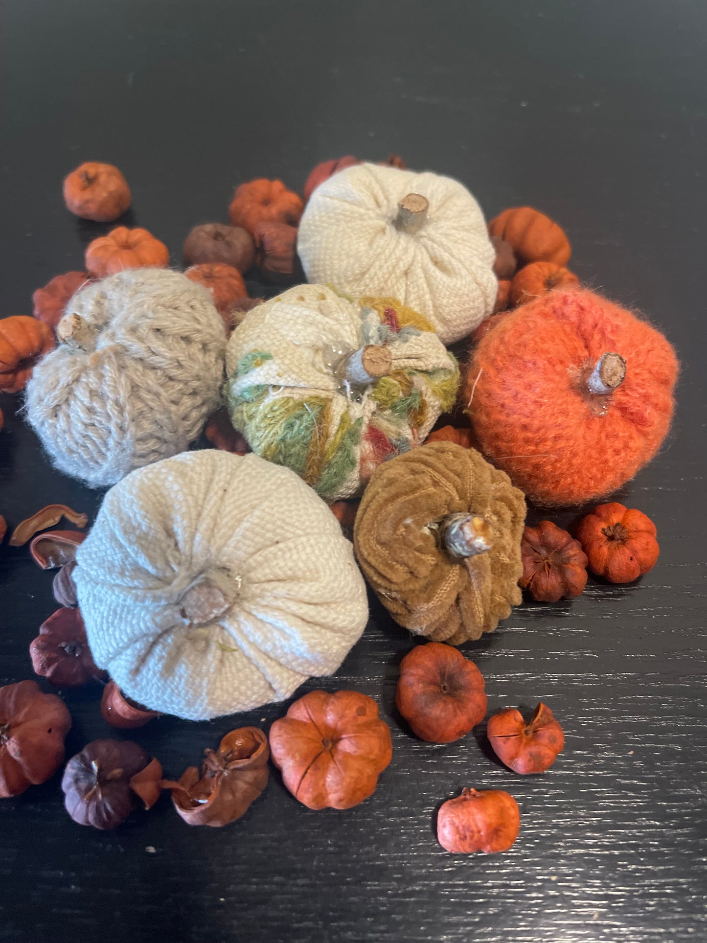 fall mini pumpkins, home decor pumpkins, upcycled pumpkins, cloth mini pumpkins