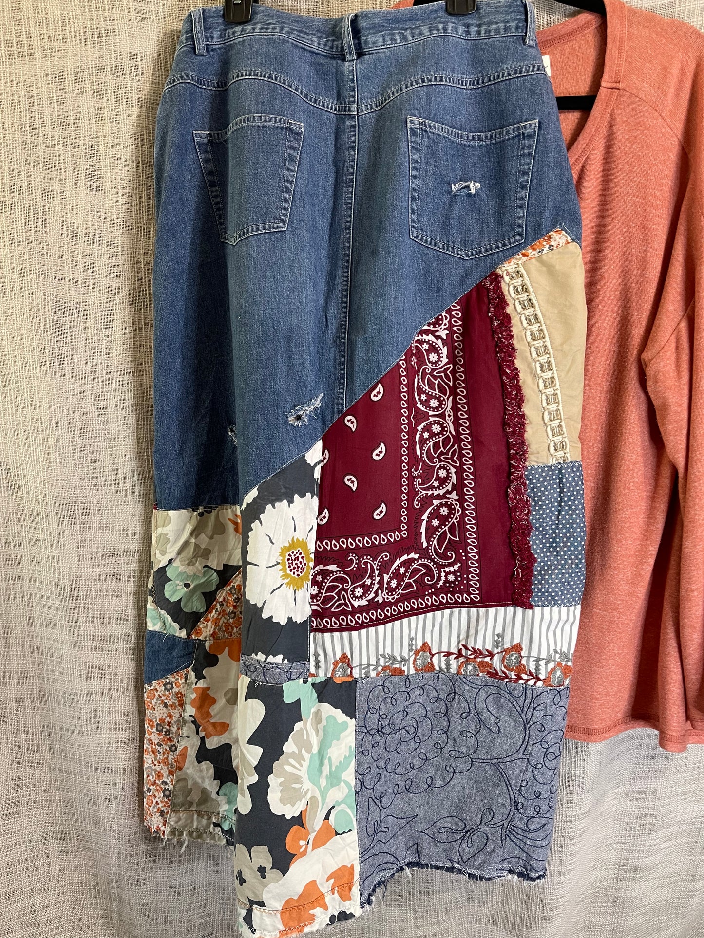 Deconstructed Jean skirt, patchwork Jean skirt