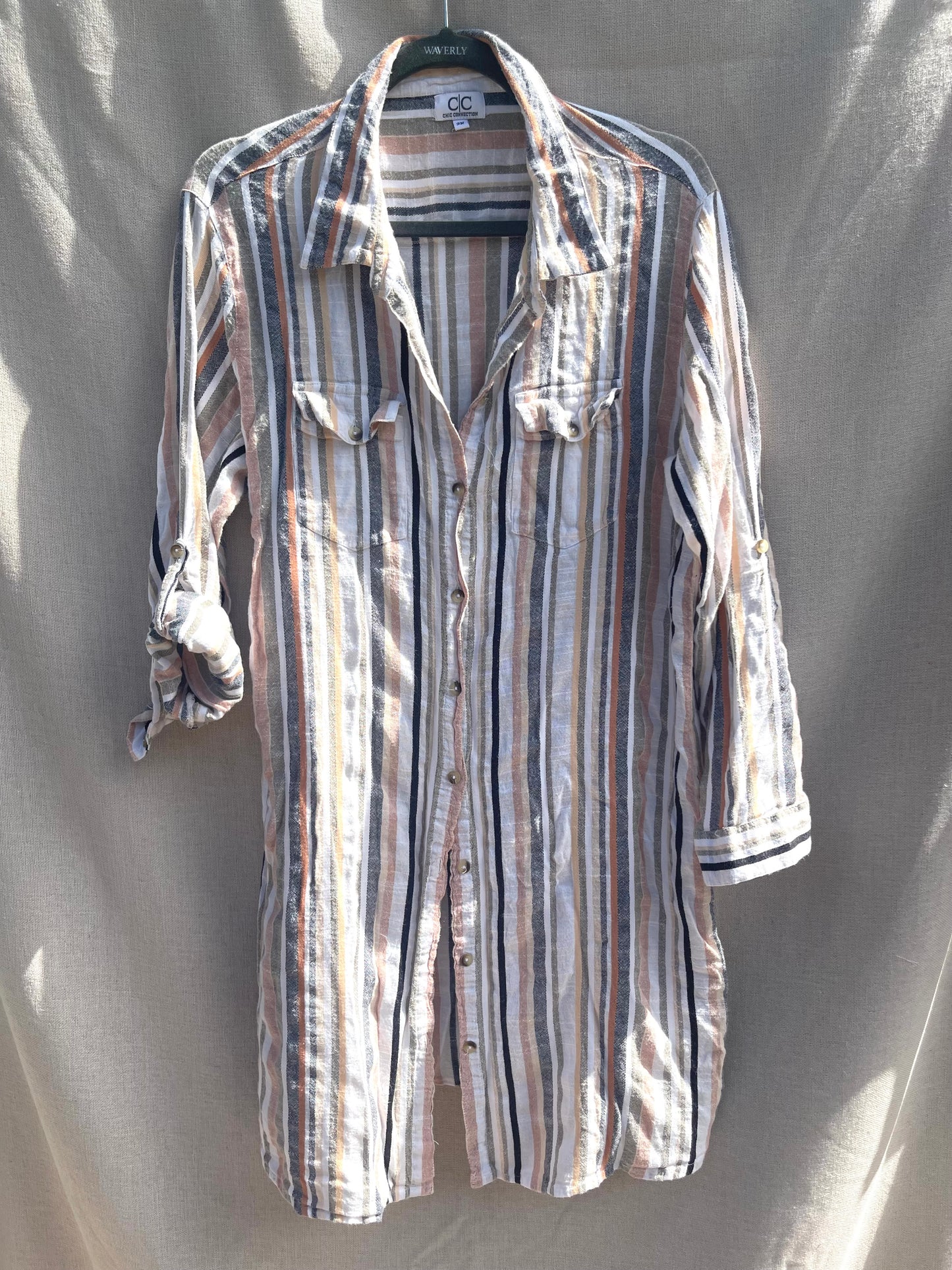 Lab coat style jacket, striped jacket