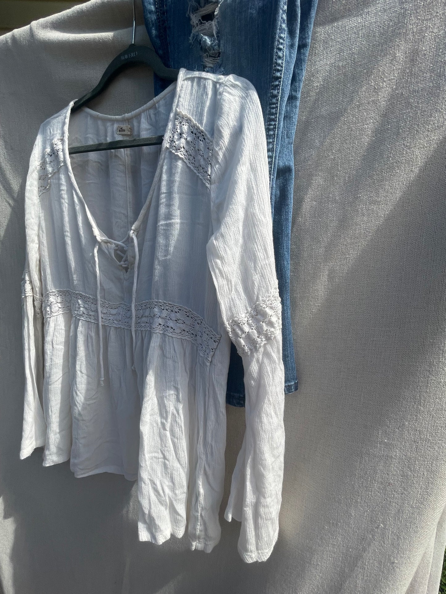 Lace bohostyle top reloved, sustainable clothing, recycled clothing