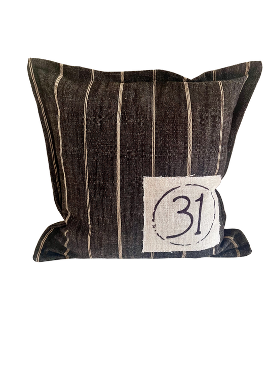 Halloween pillow 31, black and white striped pillow, ticking stripe pillow