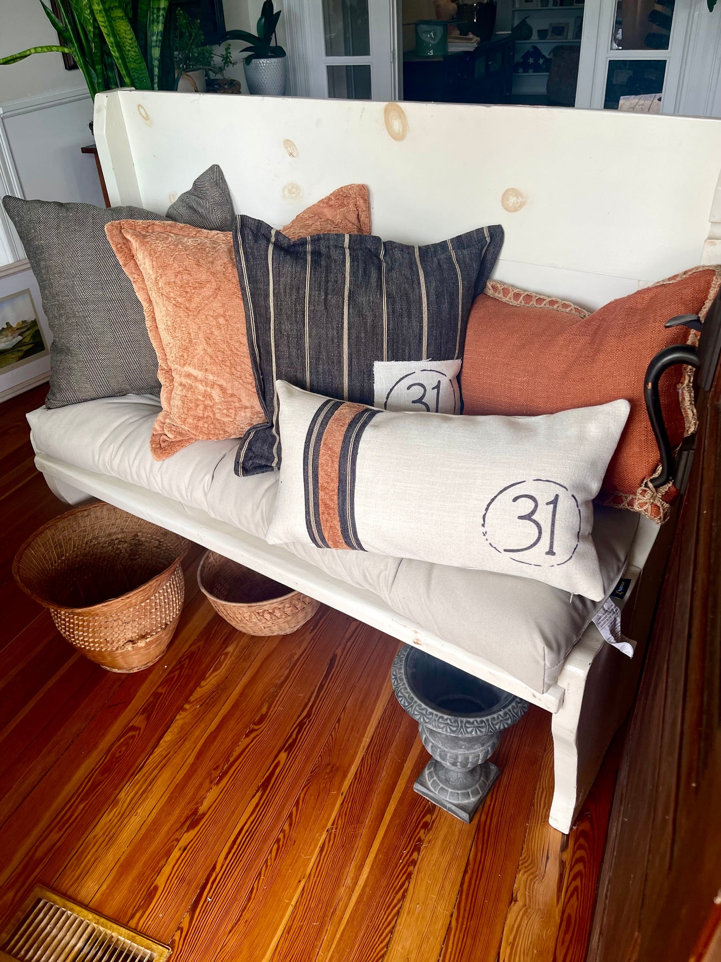 Black herringbone pillow, black pillow cover