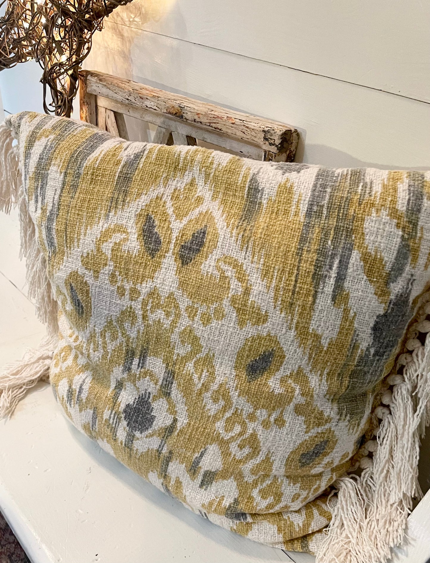 Fringed throw pillow