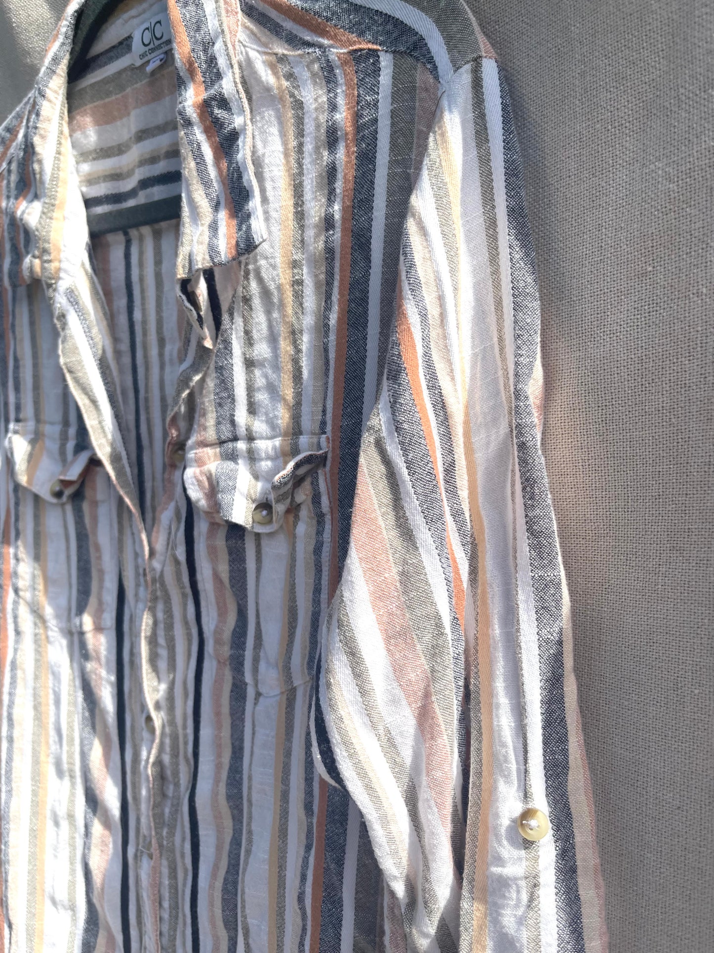 Lab coat style jacket, striped jacket