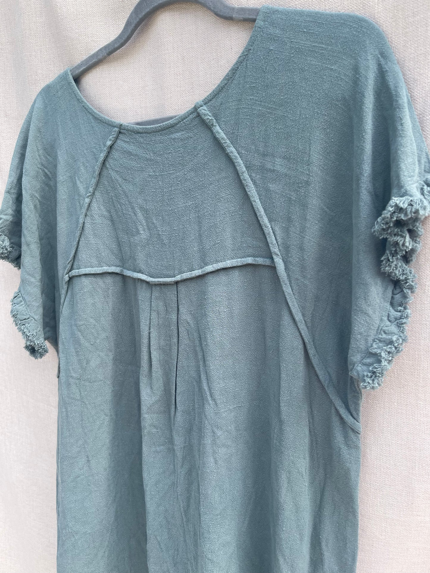 Frayed hem tunic, jade tunic Umgee reloved clothing