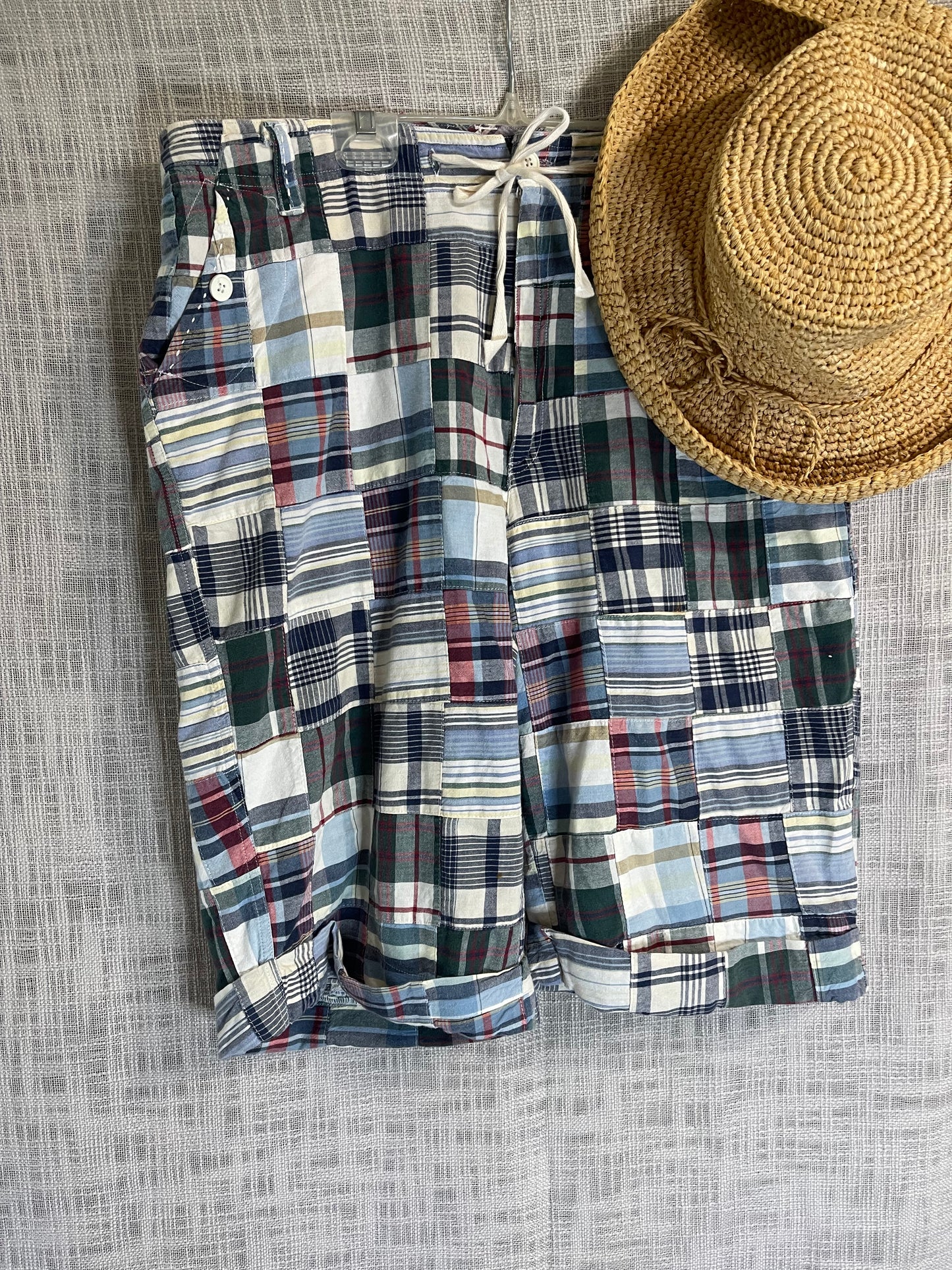 Vintage madras plaid shorts, plaid Bermuda shorts