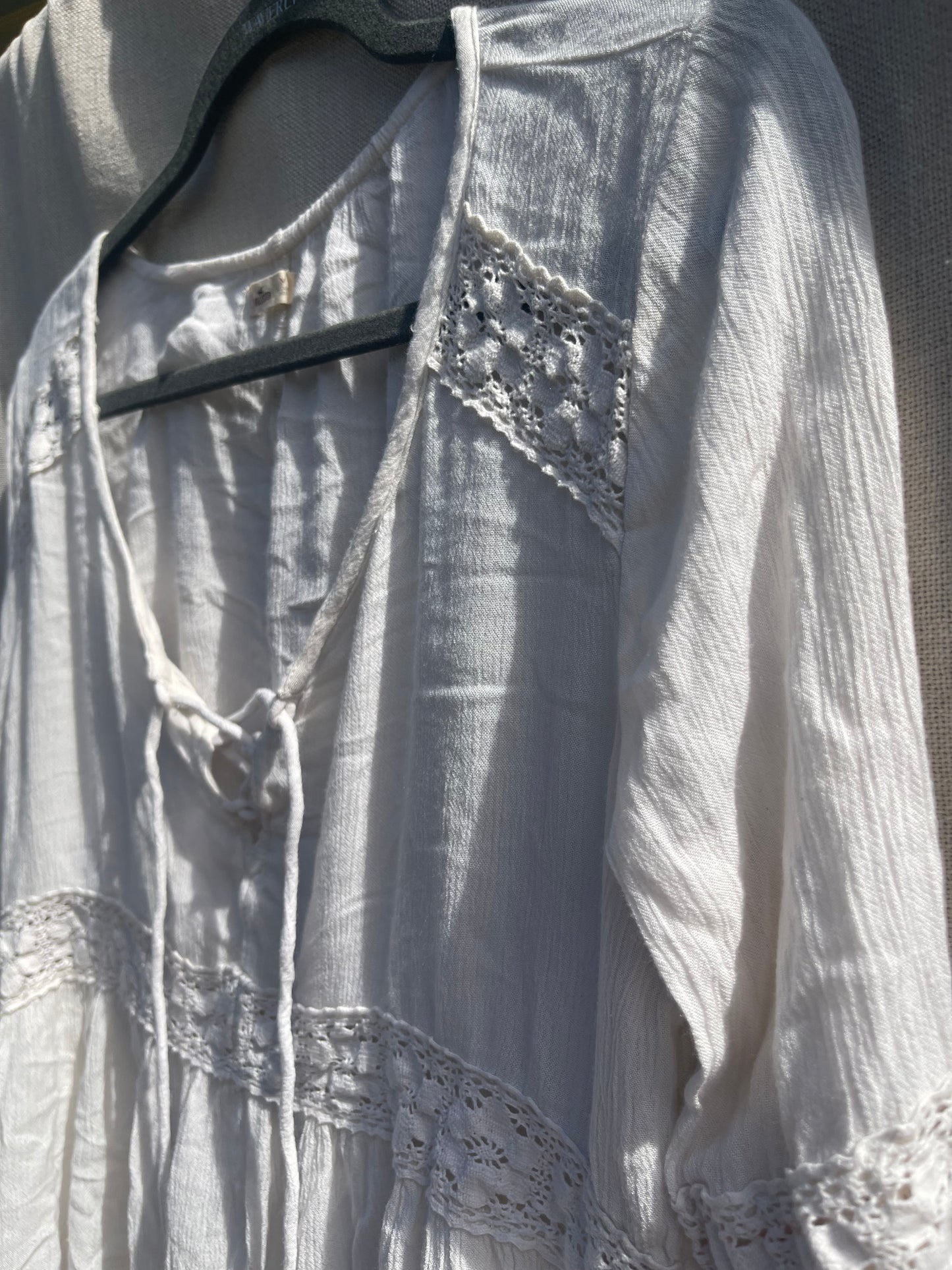 Hollister gauzy top, white gauzy shirt