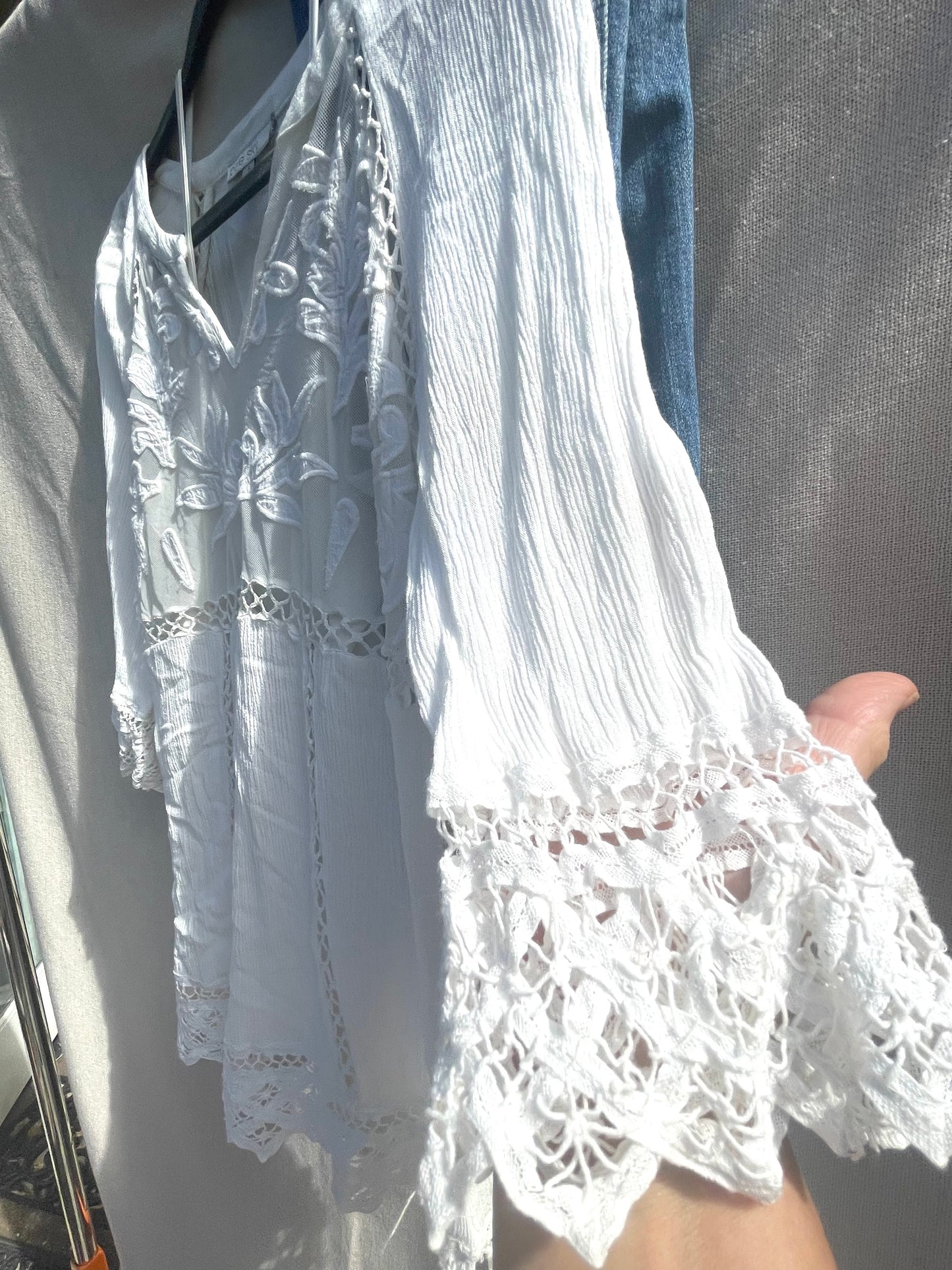 Lace bohostyle top reloved, sustainable clothing, recycled clothing