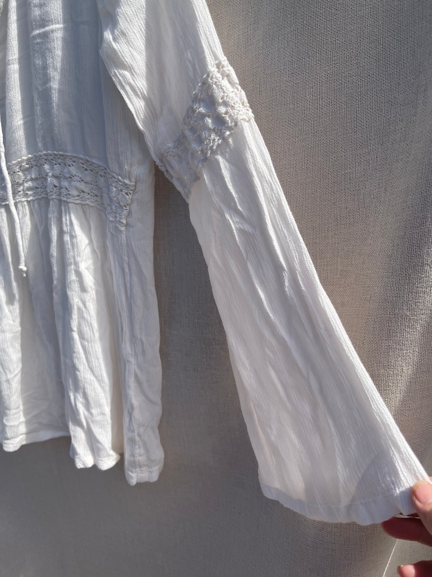 Hollister gauzy top, white gauzy shirt