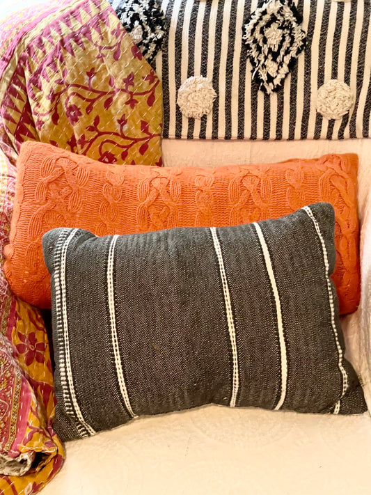 Black stripe pillow