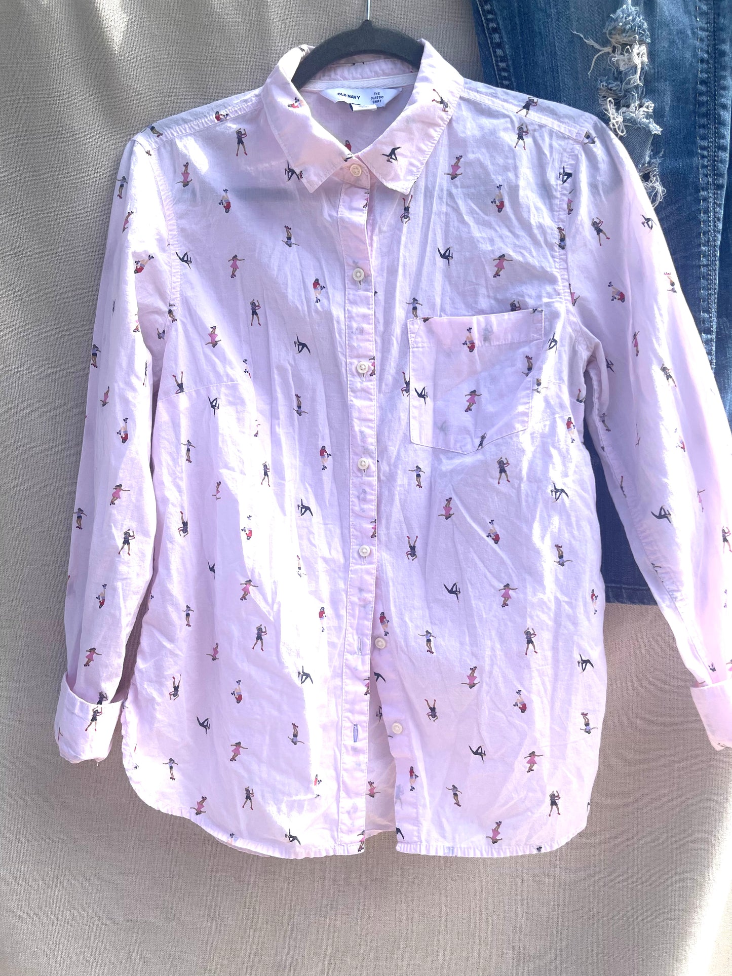 Pink button down shirt