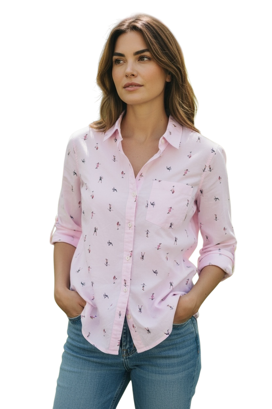Pink button down shirt