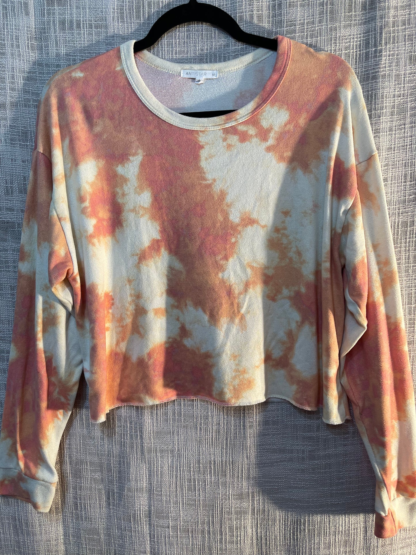 Cropped sweatshirt, melon tie dyed loungewear top, athleisure