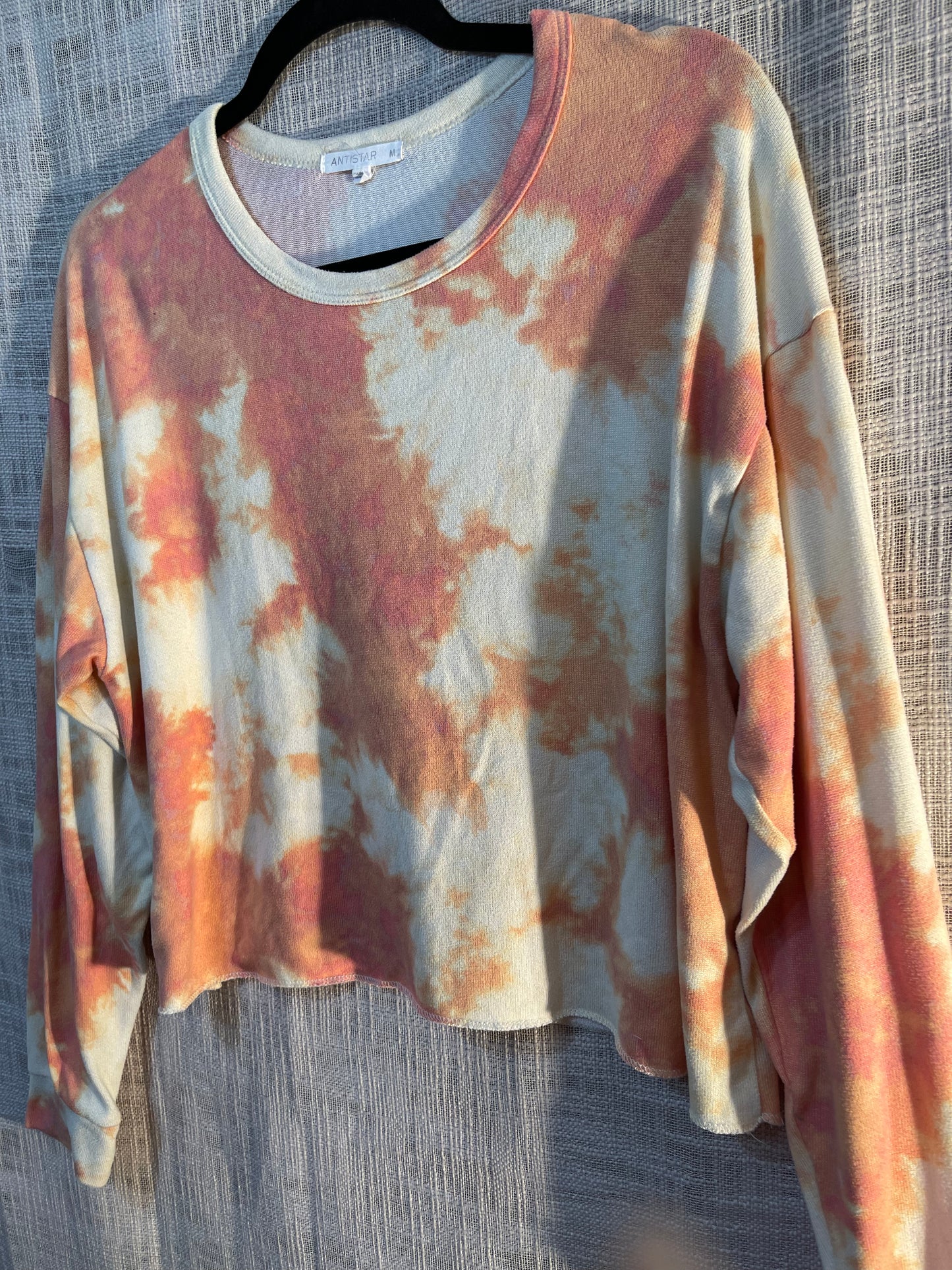 Cropped sweatshirt, melon tie dyed loungewear top, athleisure