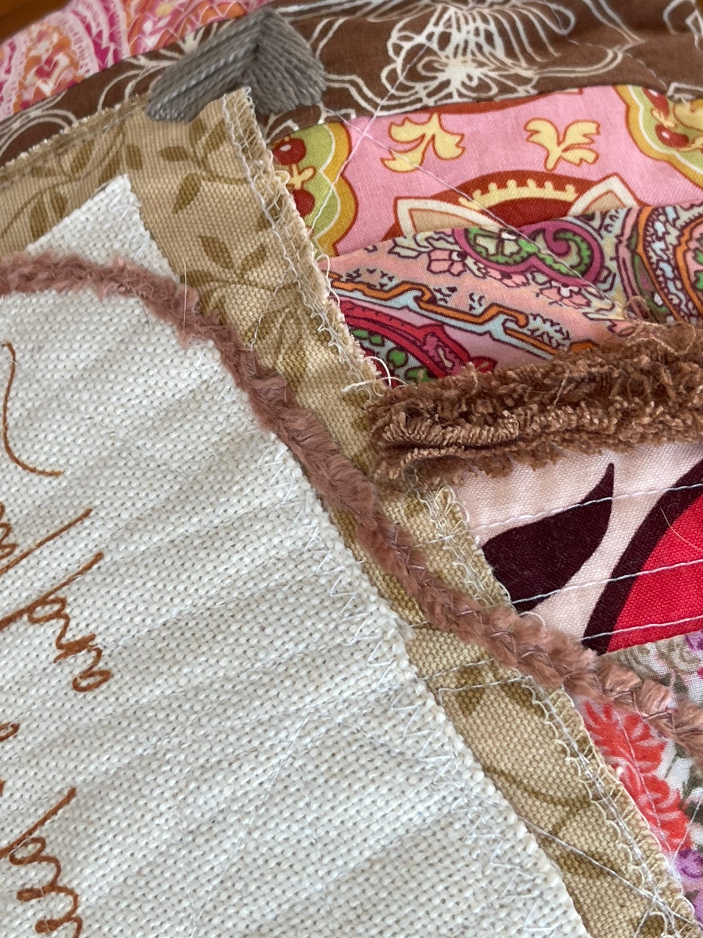 Valentine pillow, love and tacos pillow, handmade upcycled pink quilted pillow