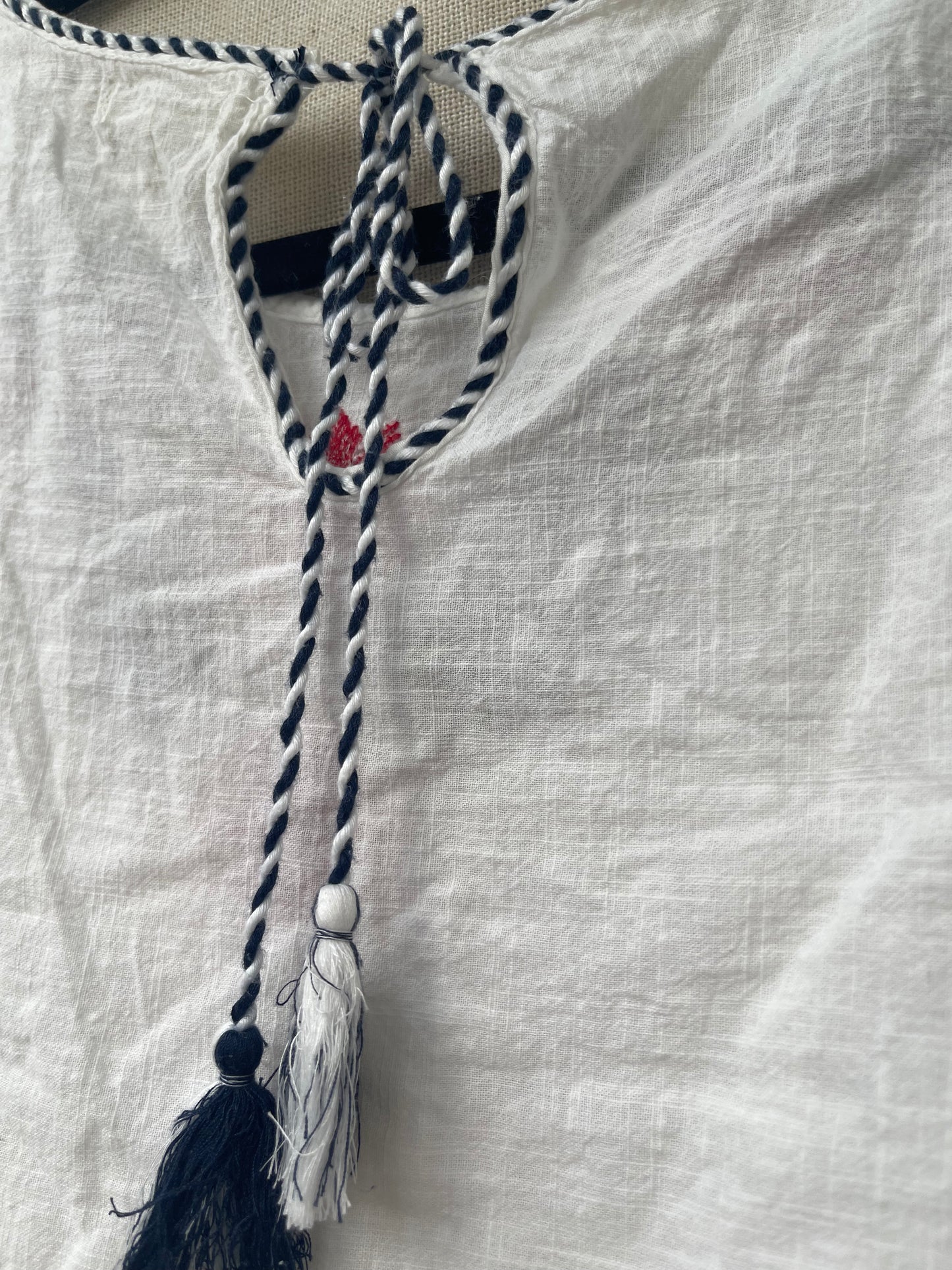 embroidered flowy tank, red white and blue tank top