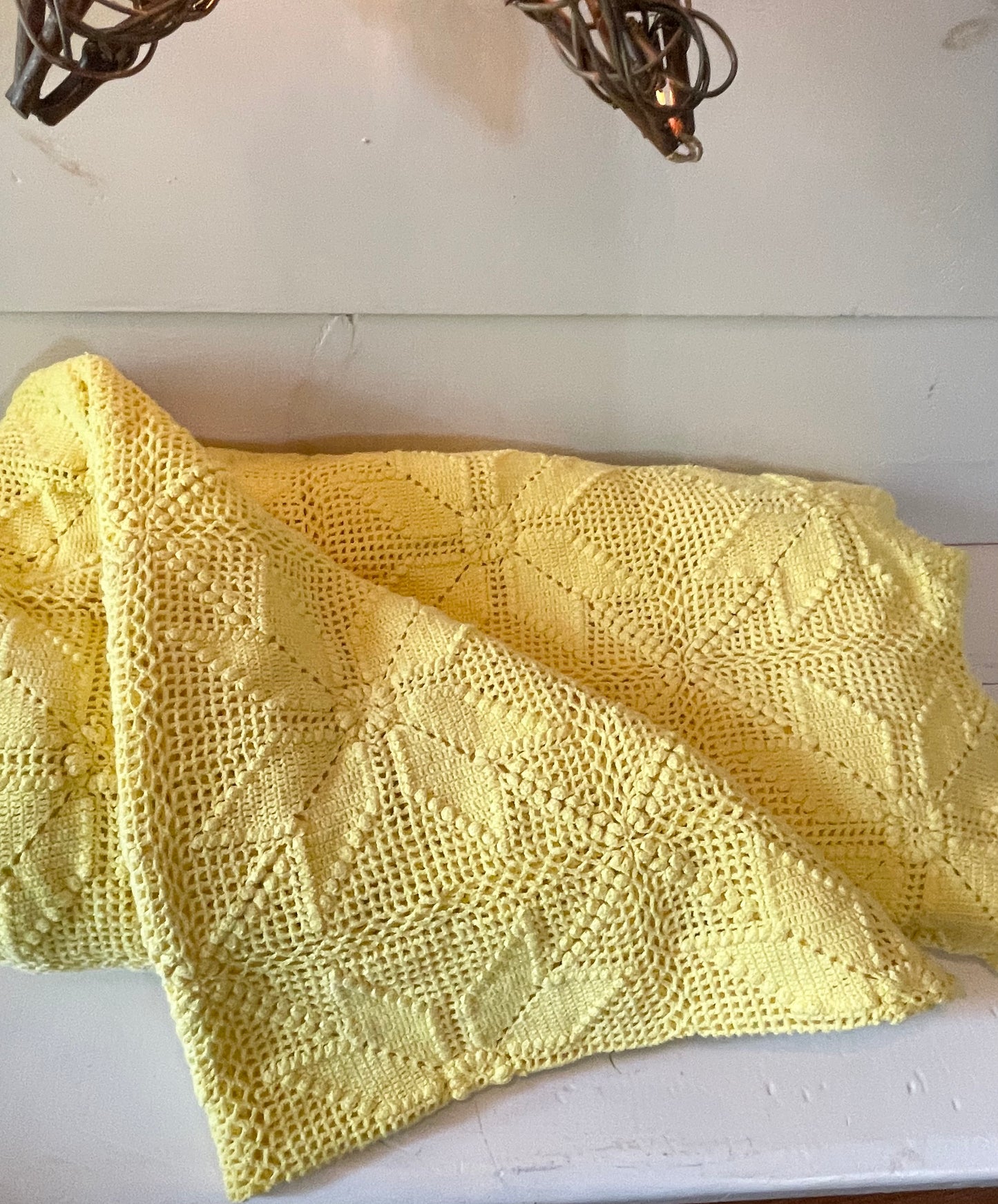 Vintage cotton star patterned knit blanket