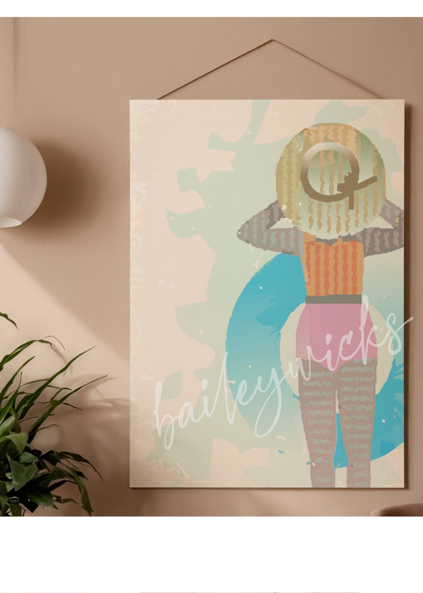 Watercolor lady floating in an innertube, graphic art file
