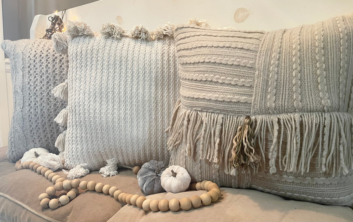 Fringed sweater pillow, upcycled sweater pillow,