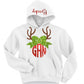 Christmas monogram sweatshirt, hoodie reindeer mongram sweatshirt