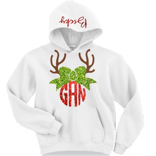 Christmas monogram sweatshirt, hoodie reindeer mongram sweatshirt