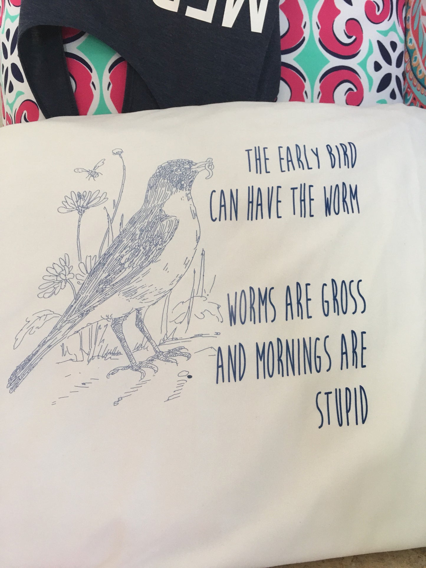 Early bird pillowcase, worms are stupid pillowcase