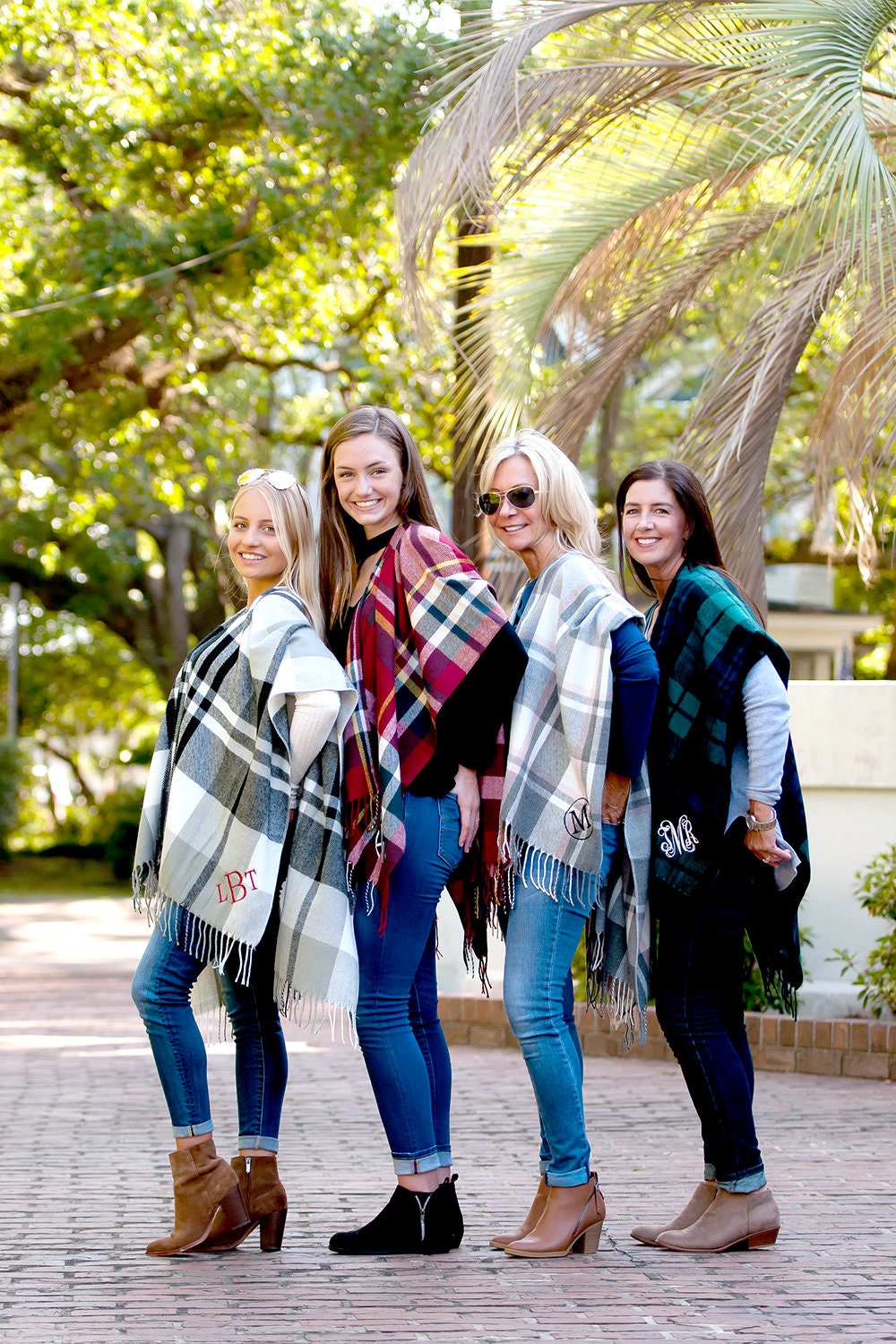 Monogrammed wrap, Plaid monogrammed shawl